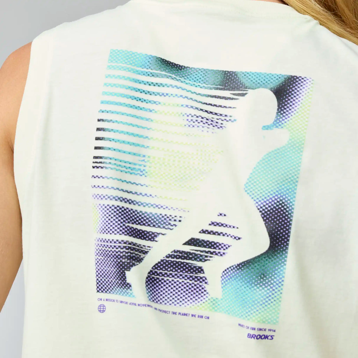 Brooks Graphic camisole de course à pied à imprimé pour femme - Luminary / Violet / Halogen Blue