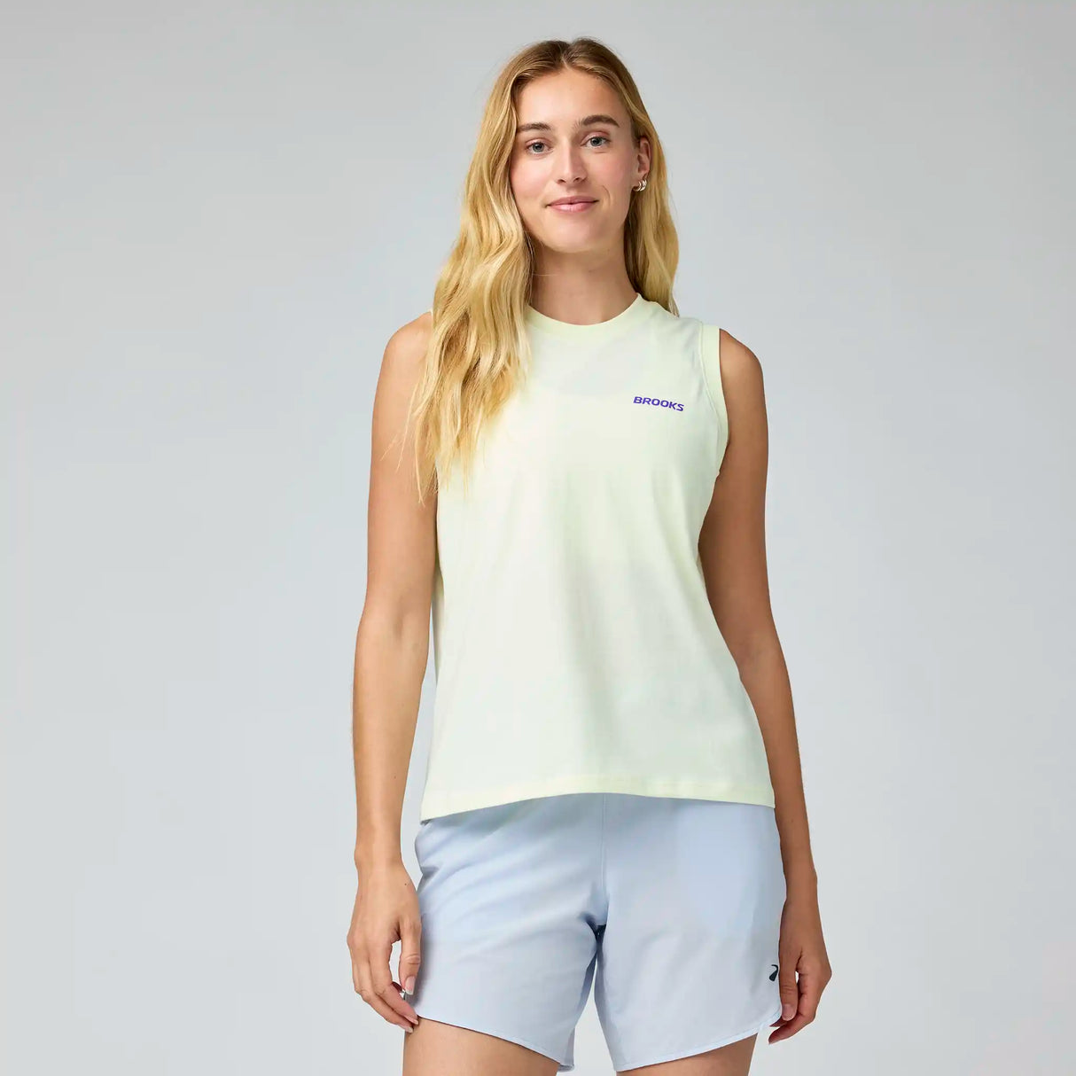 Brooks Graphic camisole de course à pied à imprimé pour femme - Luminary / Violet / Halogen Blue