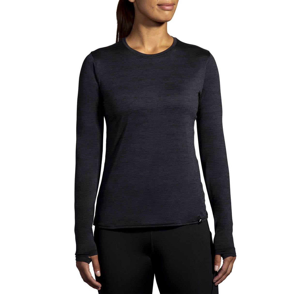 Brooks Luxe chandail de course à manches longues femme face - Heather Deep Black