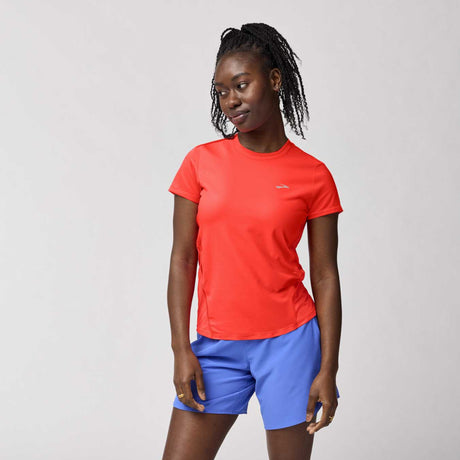 Brooks Sprint Free 3.0 T-shirt de course à manches courtes femme face - Neo Cayenne