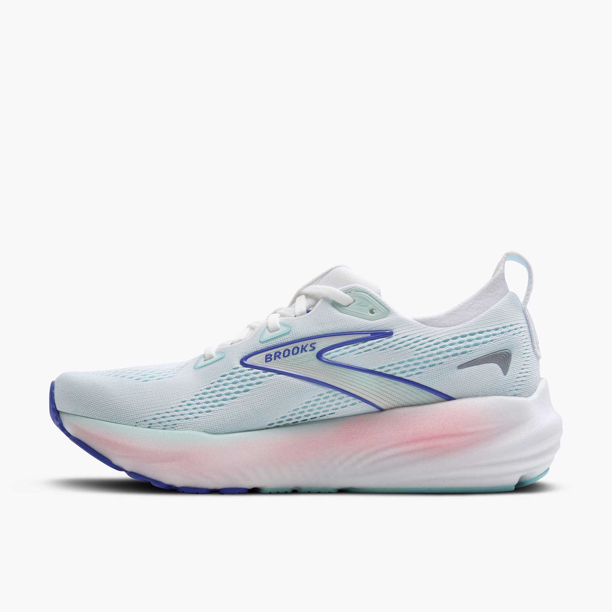 Brooks Glycerin 22 souliers de course femme lateral - White / Limpet Shell / Amparo Blue