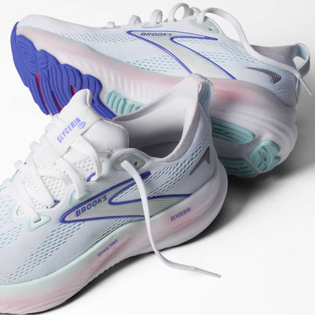 Brooks Glycerin 22 souliers de course femme - White / Limpet Shell / Amparo Blue