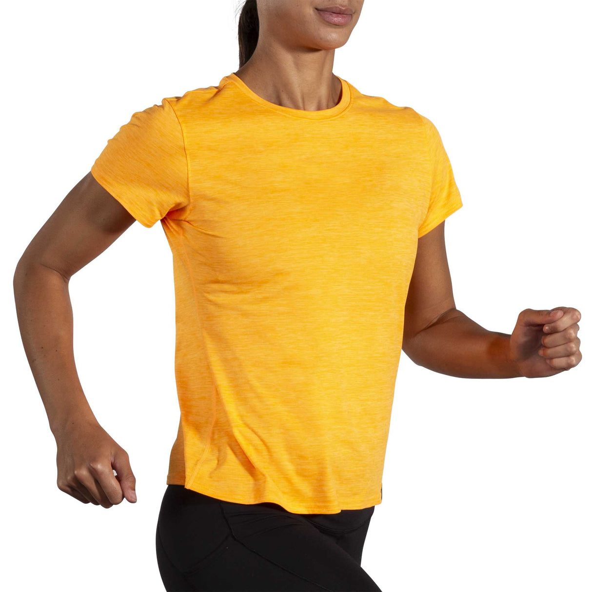 Brooks Luxe T-shirt de course à pied à manches courtes femme live - Heather Orange Pop