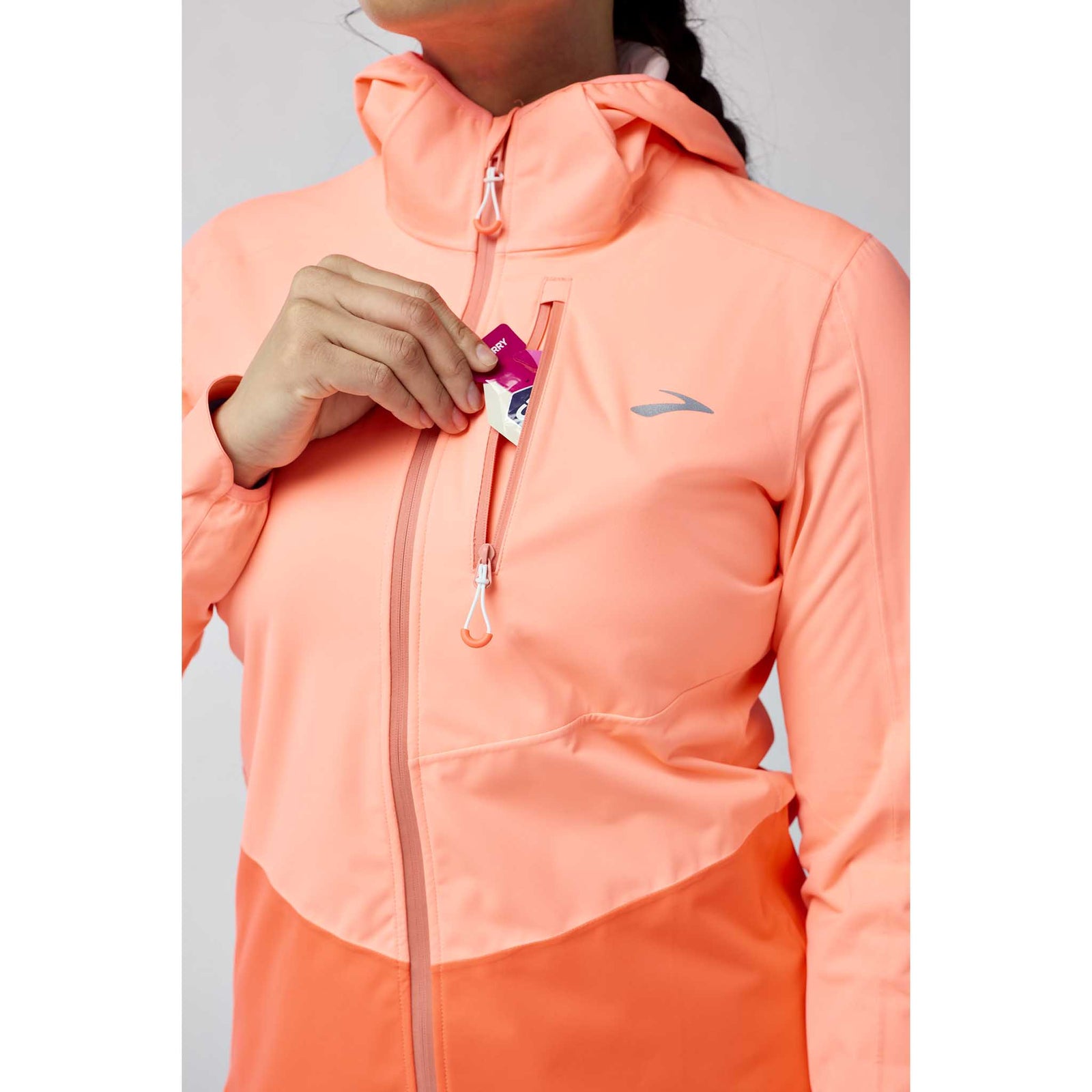 Brooks High Point 2 manteau imperméable de course à pied pour femme - Neo Ember / Flame
