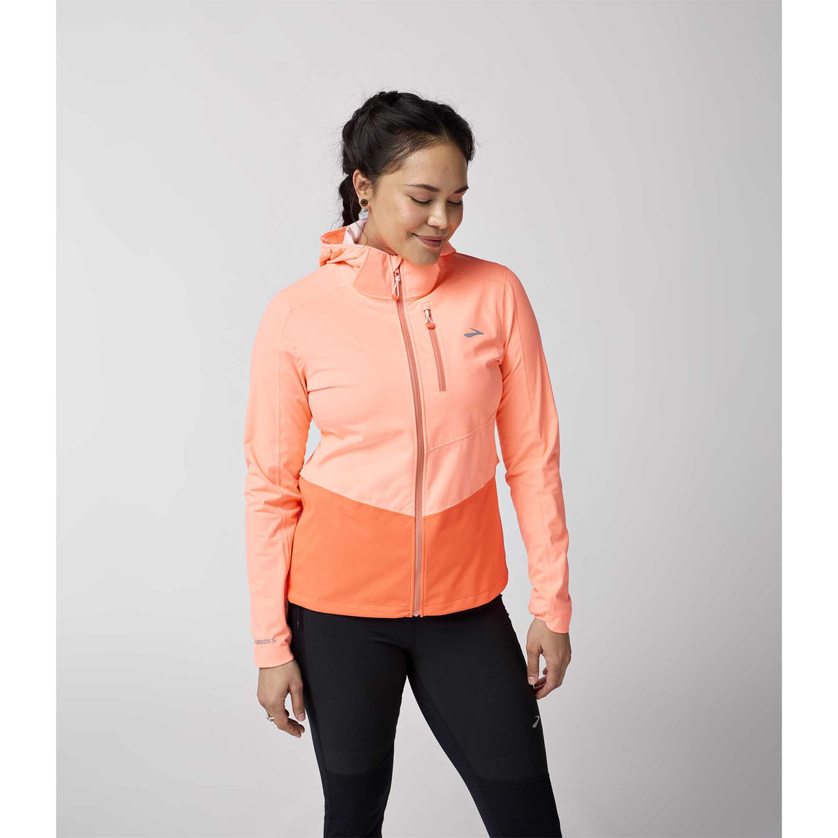 Brooks High Point 2 manteau imperméable de course à pied pour femme - Neo Ember / Flame
