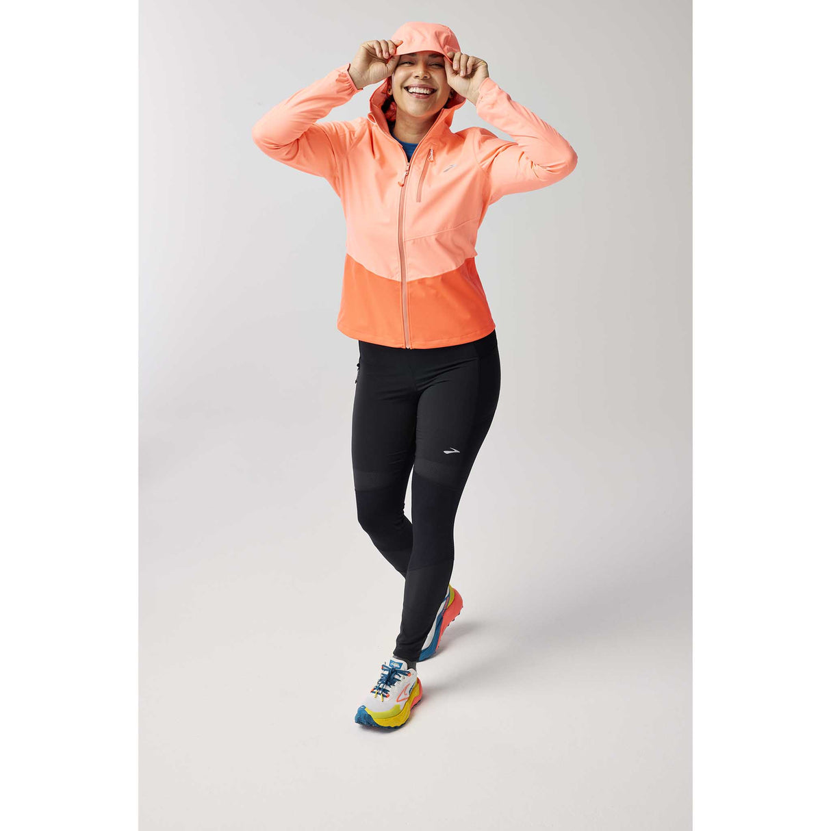 Brooks High Point 2 manteau imperméable de course à pied pour femme - Neo Ember / Flame