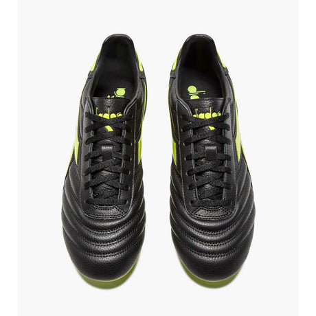 Diadora Brasil Icon LT+LP12 chaussures de soccer à crampons - Noir / Jaune Fluo