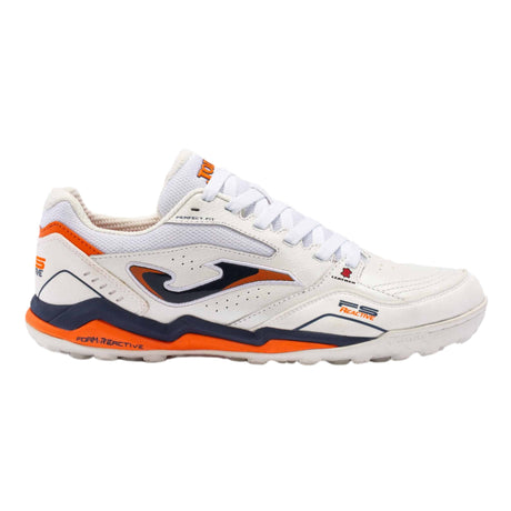 Joma FS Reactive Turf chaussure de soccer gazon synthétique - Blanc / Bleu Marine / Orange