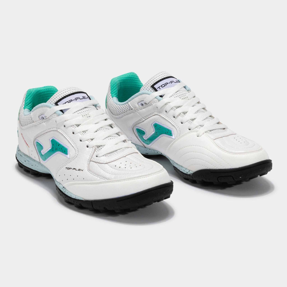 Joma Top Flex 2502 TF Turf Soccer Shoes - White / Turquoise