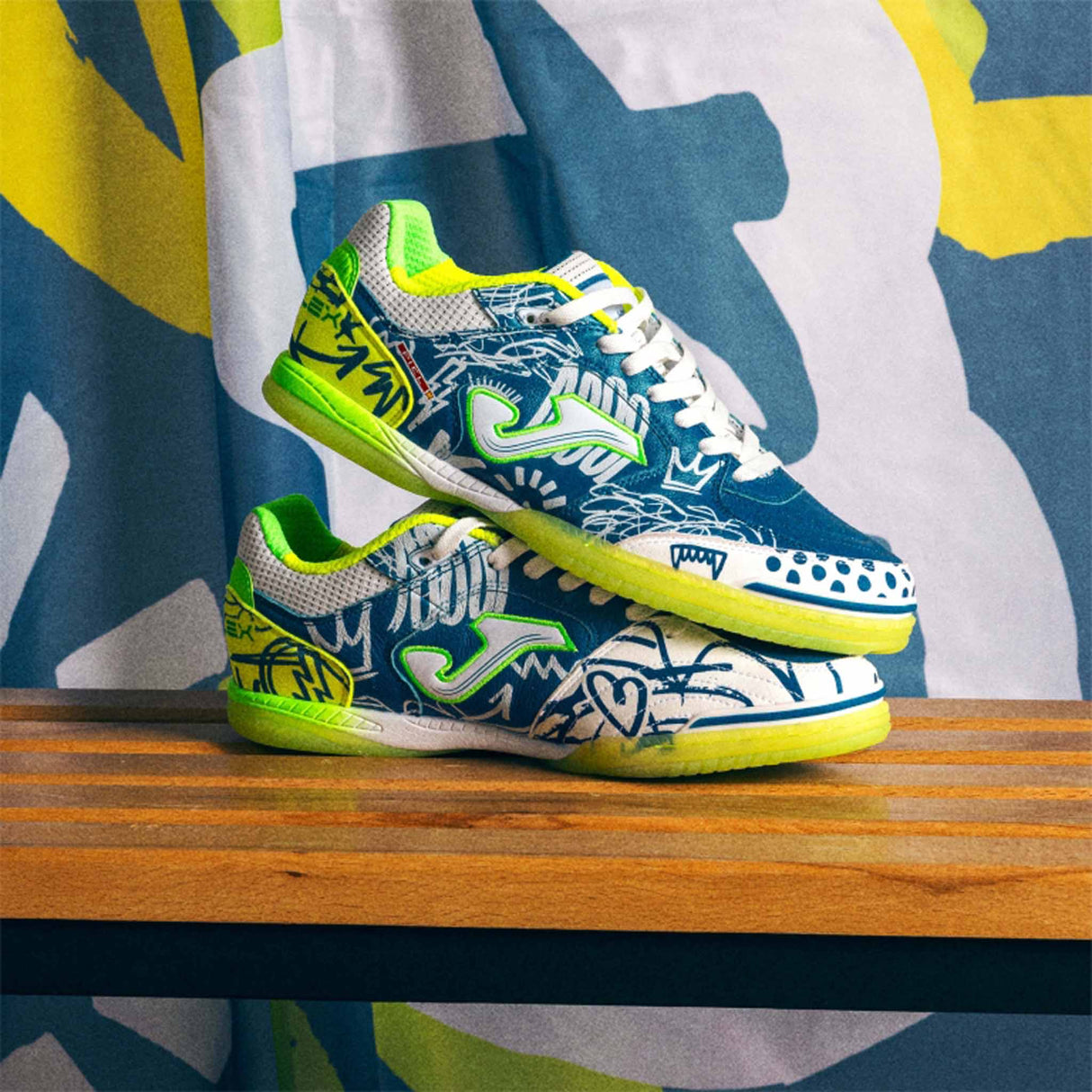 Joma Top Flex 2564 Pito Futsal Indoor Soccer Shoes - Blue / White / Green