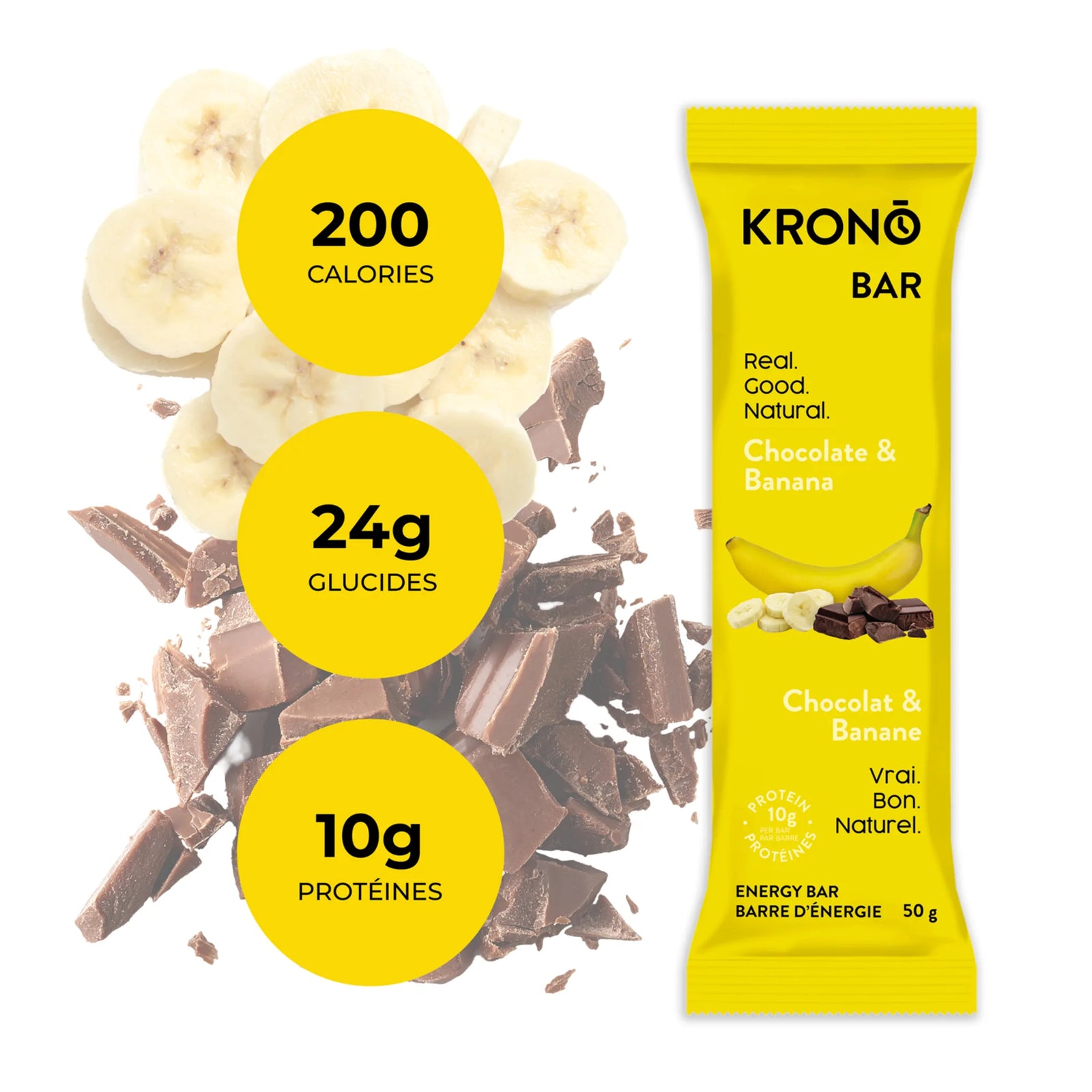 Krono Nutrition Barres Protéinées Chocolat Banane - Boîte de 12
