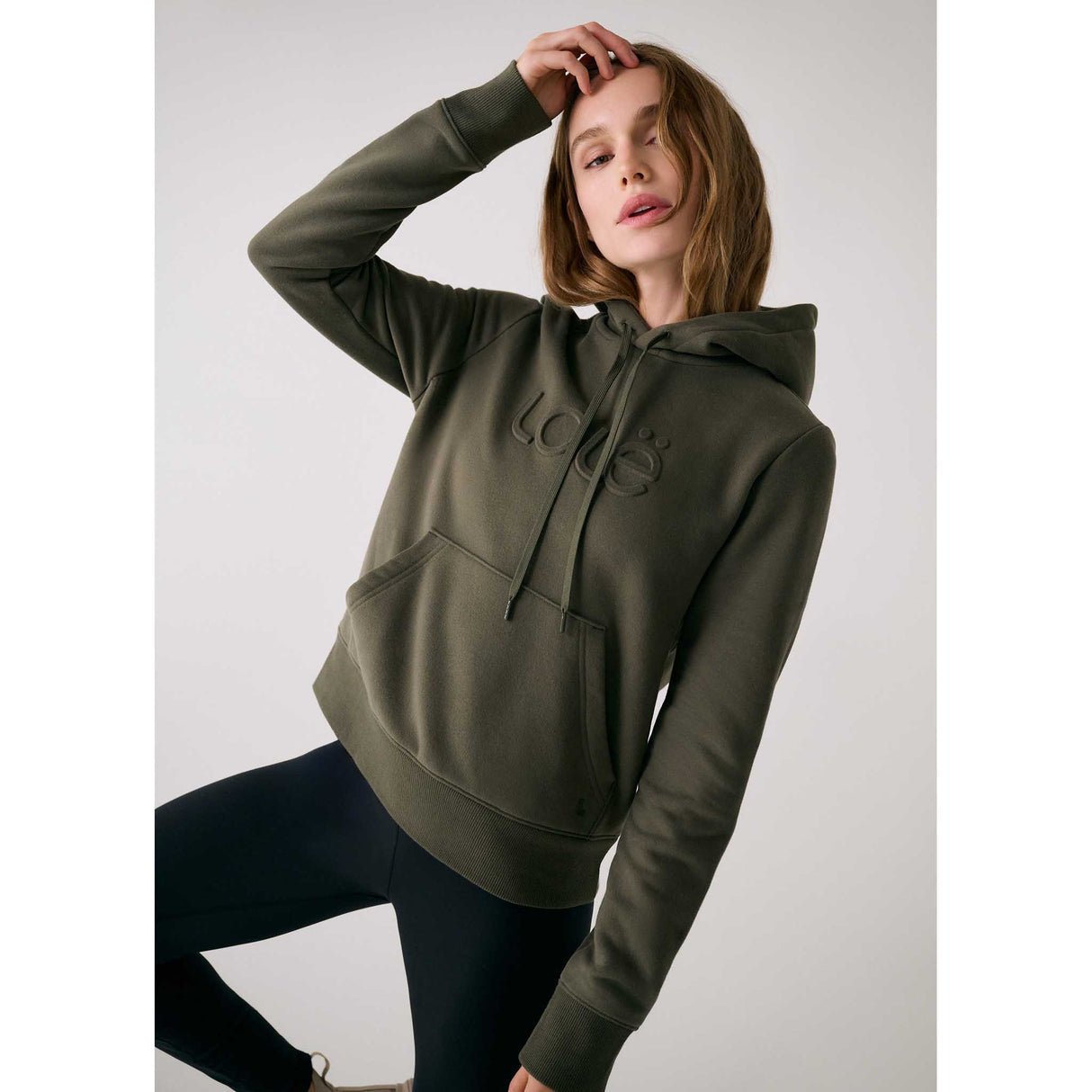 Lolë Icon chandail à capuchon doux pour femme - Moss