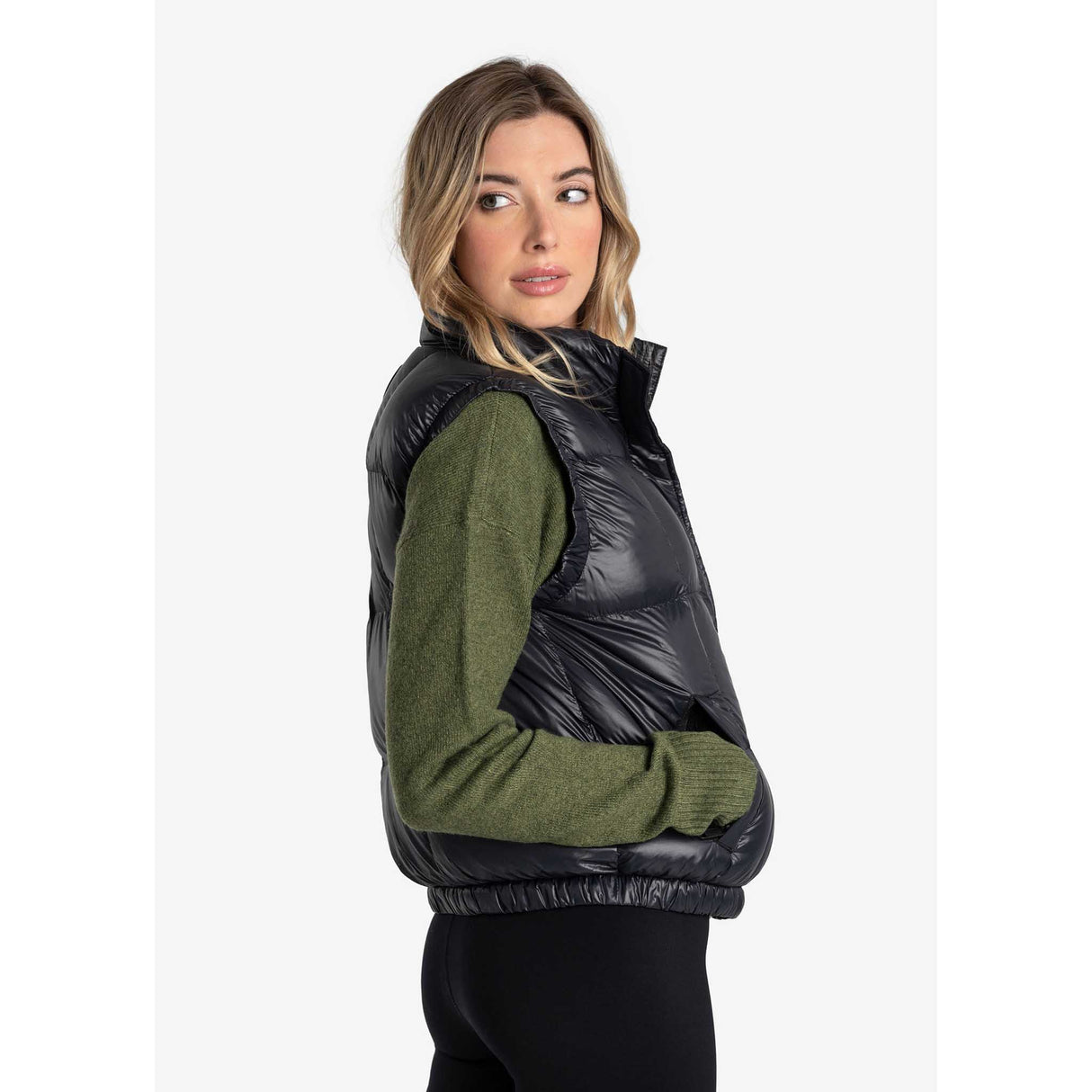 Lolë veste sans manches en duvet Rose pour femme lateral - Noir