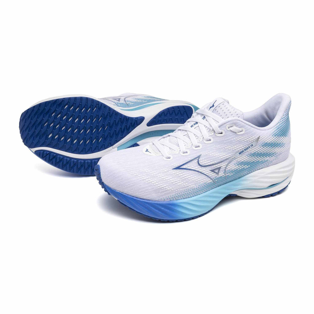 Mizuno Wave Rider 28 chaussures de course à pied pour femme - White / Mugen Blue