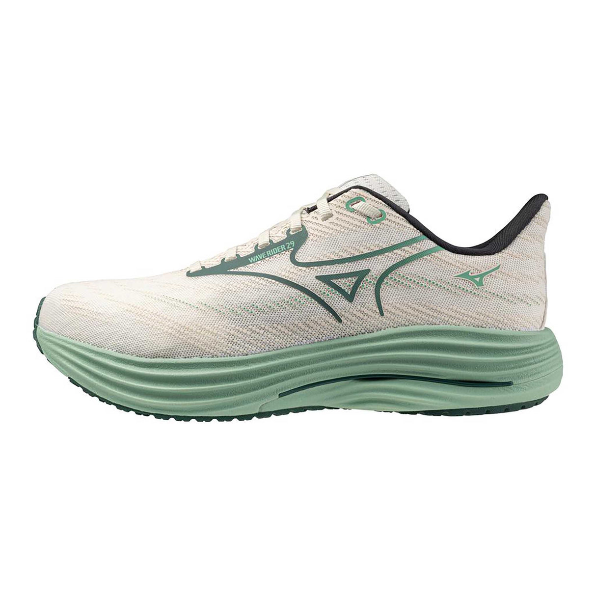 Mizuno Wave Rider 29 souliers de course homme - White / Bistro Green