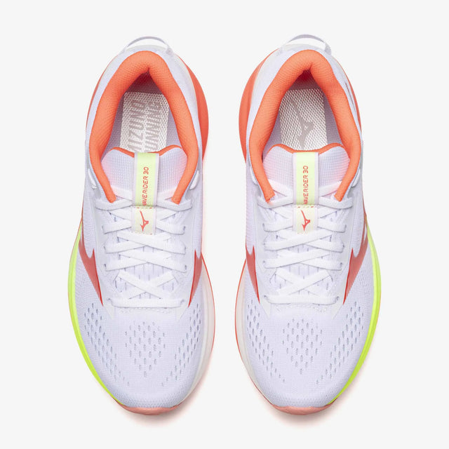 Mizuno Wave Rider 30 Women's Running Shoes - White / Flamingo Coral