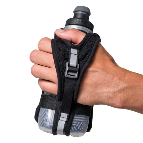 Nathan SpeedDraw 2 bouteille isolée à la main 12 oz - Black / Reflective Silver