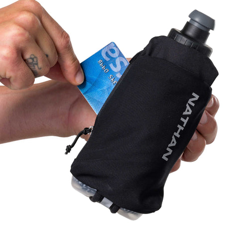 Nathan SpeedDraw 2 bouteille isolée à la main 12 oz - Black / Reflective Silver