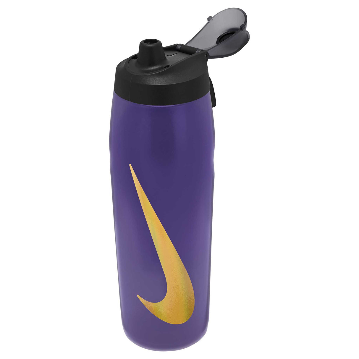 Nike Refuel Locking Lid 32oz bouteille d'eau sport refermable - ouvert -Action Grape / Black / Metallic Gold