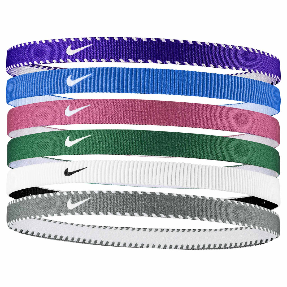Nike Youth Flex Classic Headbands 6 PK - Sweet Beet / Comet Blue / White