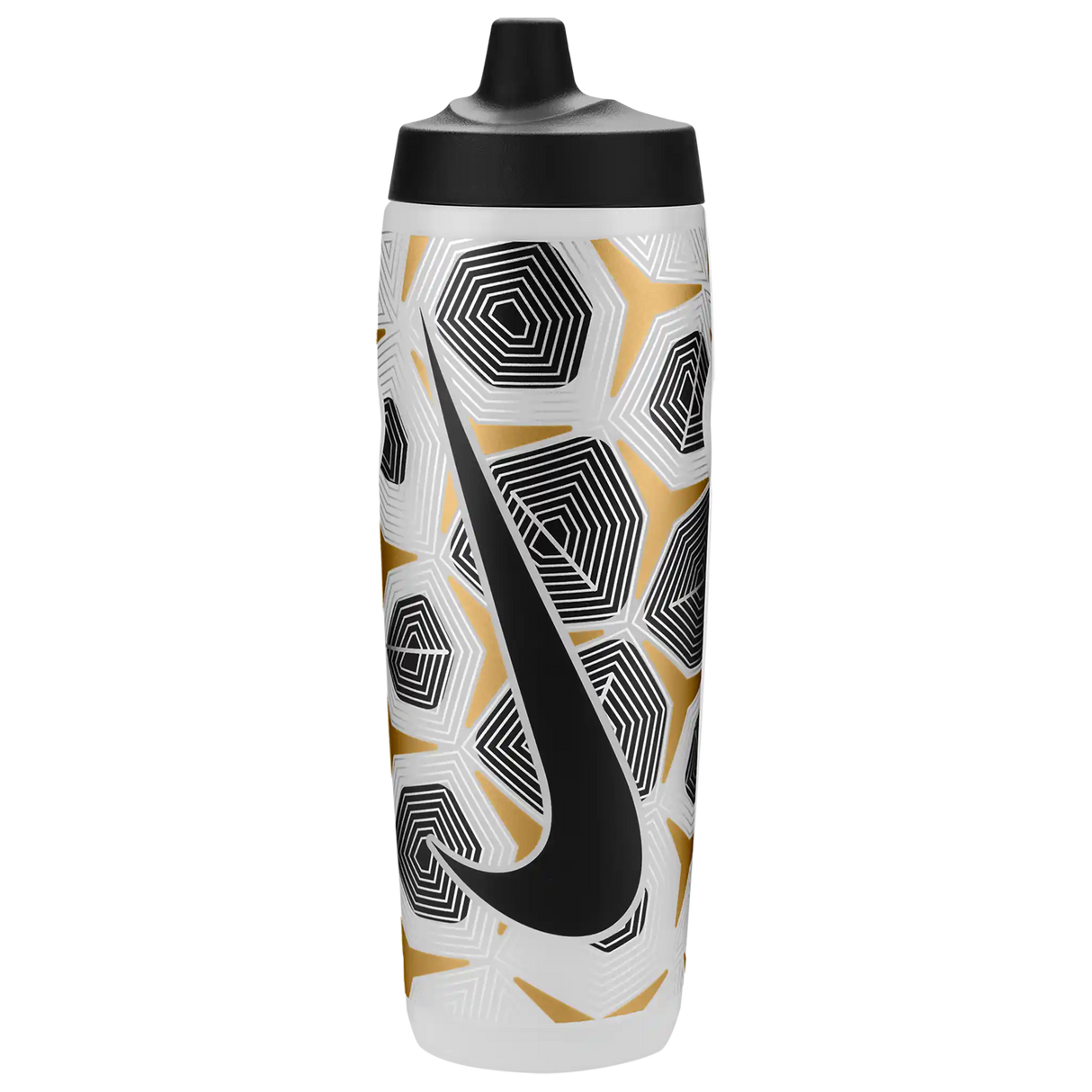 Nike Refuel 24oz Graphic bouteille d'eau sport compressible - Clear / Black / Flt Gold / Flt Silver / Black