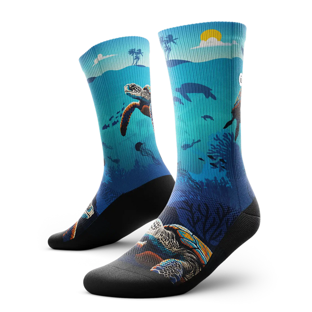 Outway Oceanic Sanctuary Crew Chaussette de course à pied unisexe - Bleu / Noir