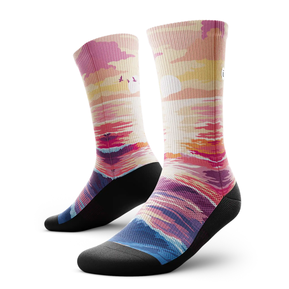 Outway Sunkissed Waves Crew Chaussette de course à pied unisexe - Noir / Rose