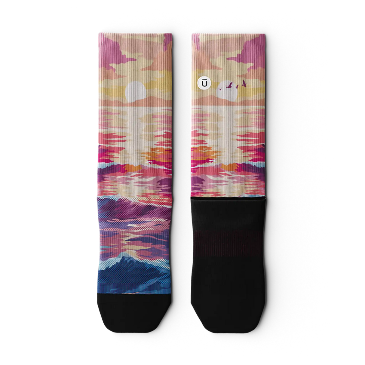 Outway Sunkissed Waves Crew Chaussette de course à pied unisexe - Noir / Rose