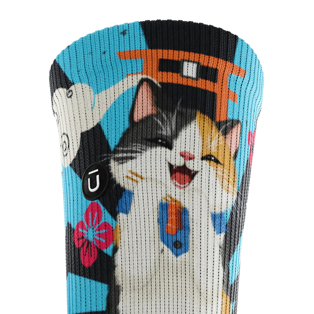 Outway Sushi Purrfection Crew Chaussette de course à pied unisexe - Bleu / Noir