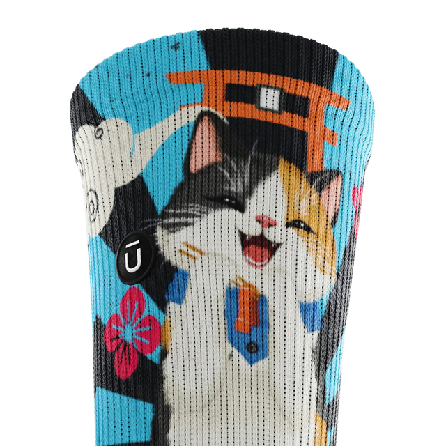 Outway Sushi Purrfection Crew Chaussette de course à pied unisexe - Bleu / Noir