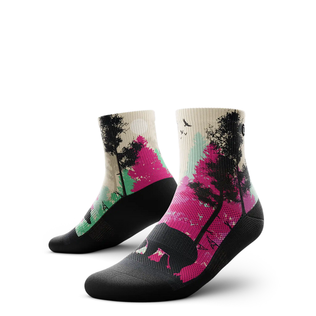 Outway Wild Spectrum Quarter Chaussette de course à pied unisexe - Noir / Rose