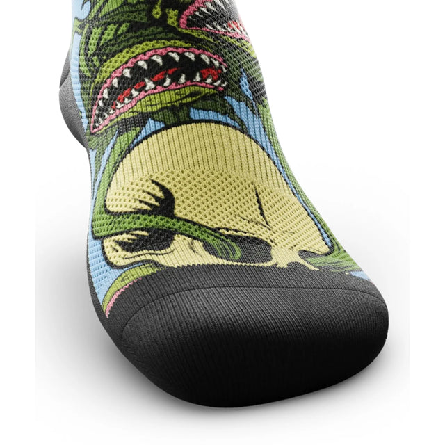 Outway Plants Gone Wild Crew unisex running sock - Blue / Green - toe view