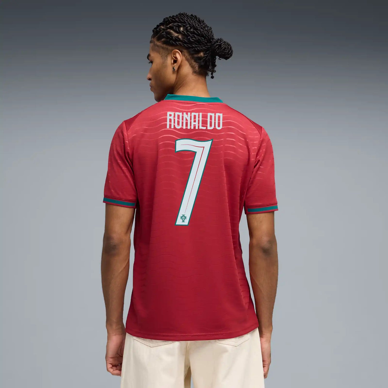 PUMA maillot de soccer Portugal 2026 domicile Cristiano Ronaldo - Club Red / Green Lagoon