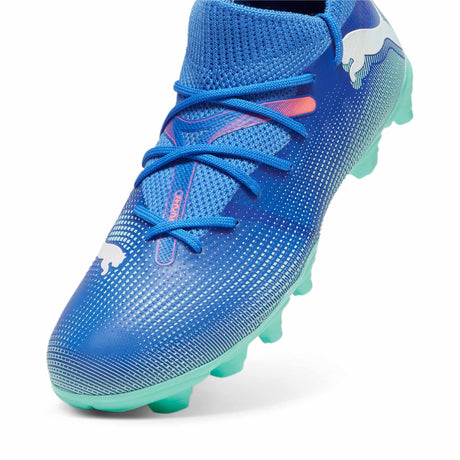 Puma Future 7 Match FG/AG chaussures de soccer à crampons junior - Bluemazing / Puma White / Electric Peppermint