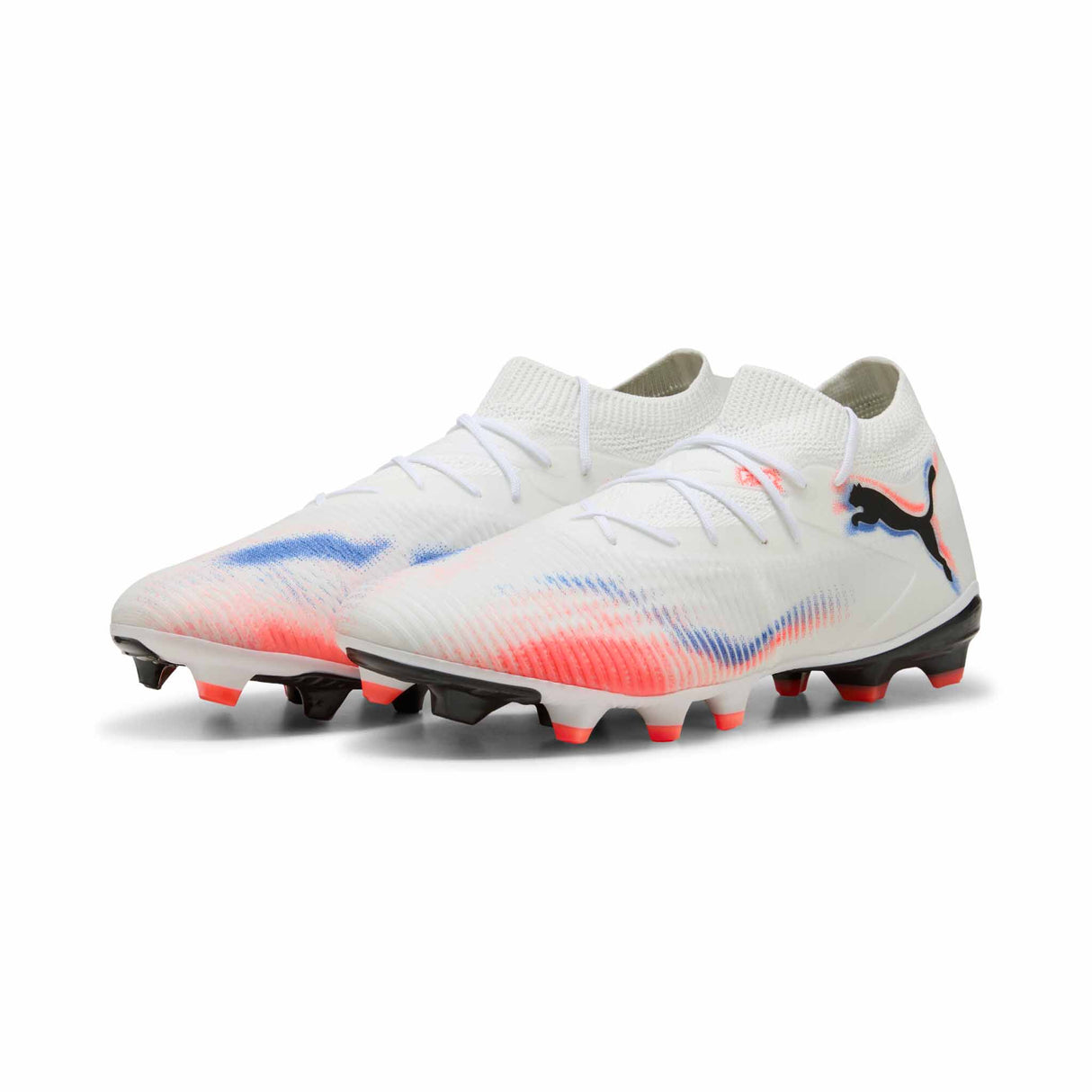 Puma Future 8 Match FG/AG Soccer Cleats - Puma White / Puma Black / Glowing Red