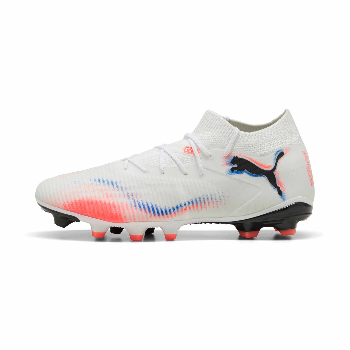 Puma Future 8 Match FG/AG Soccer Cleats - Puma White / Puma Black / Glowing Red