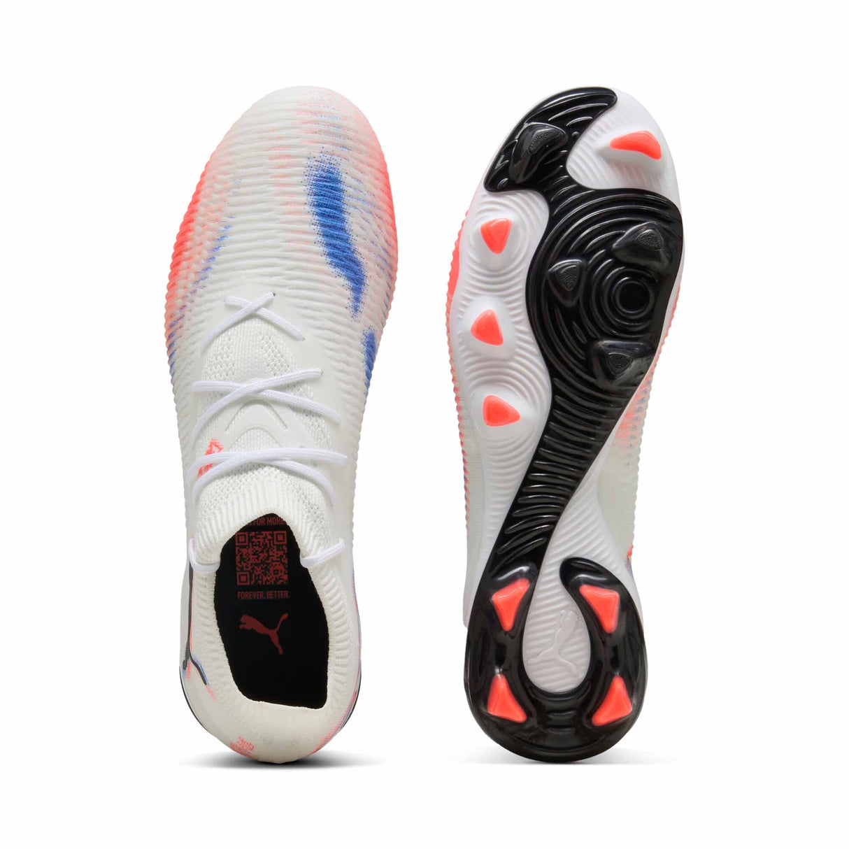 Puma Future 8 Match FG/AG Soccer Cleats - Puma White / Puma Black / Glowing Red