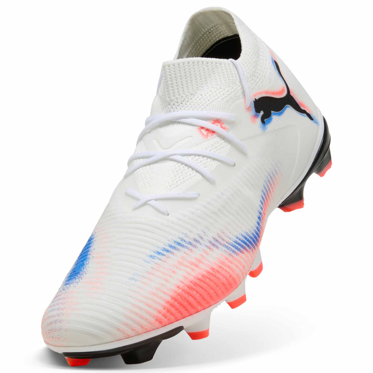 Puma Future 8 Match FG/AG Soccer Cleats - Puma White / Puma Black / Glowing Red