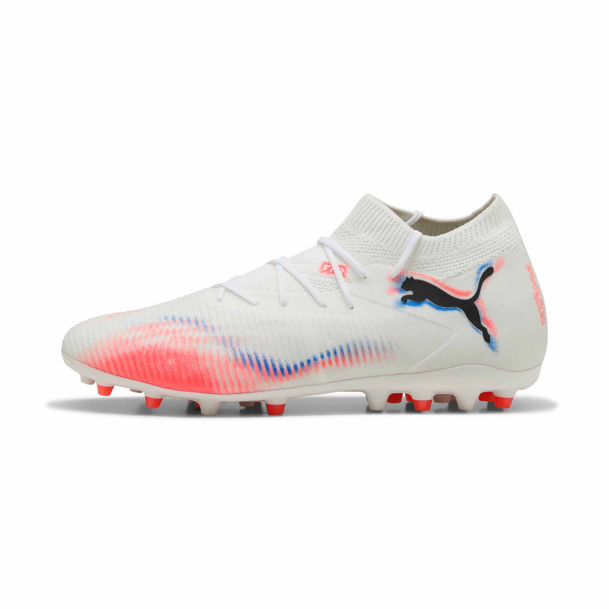 Puma Future 8 Match MG Soccer Cleats - Puma White / Puma Black / Glowing Red