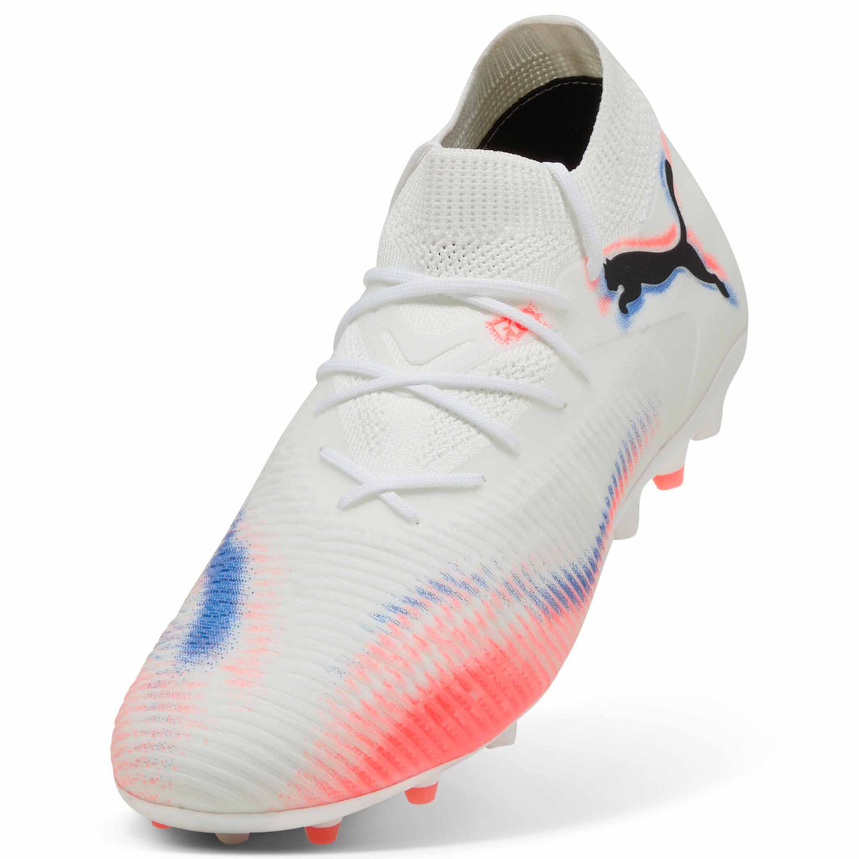 Puma Future 8 Match MG Soccer Cleats - Puma White / Puma Black / Glowing Red