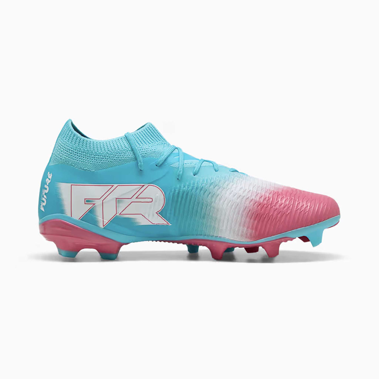 Puma Future 8 Ultimate Re-Charge FG/AG chaussures de soccer lateral - Hero Blue / Sunset Pink / Garnet Rose