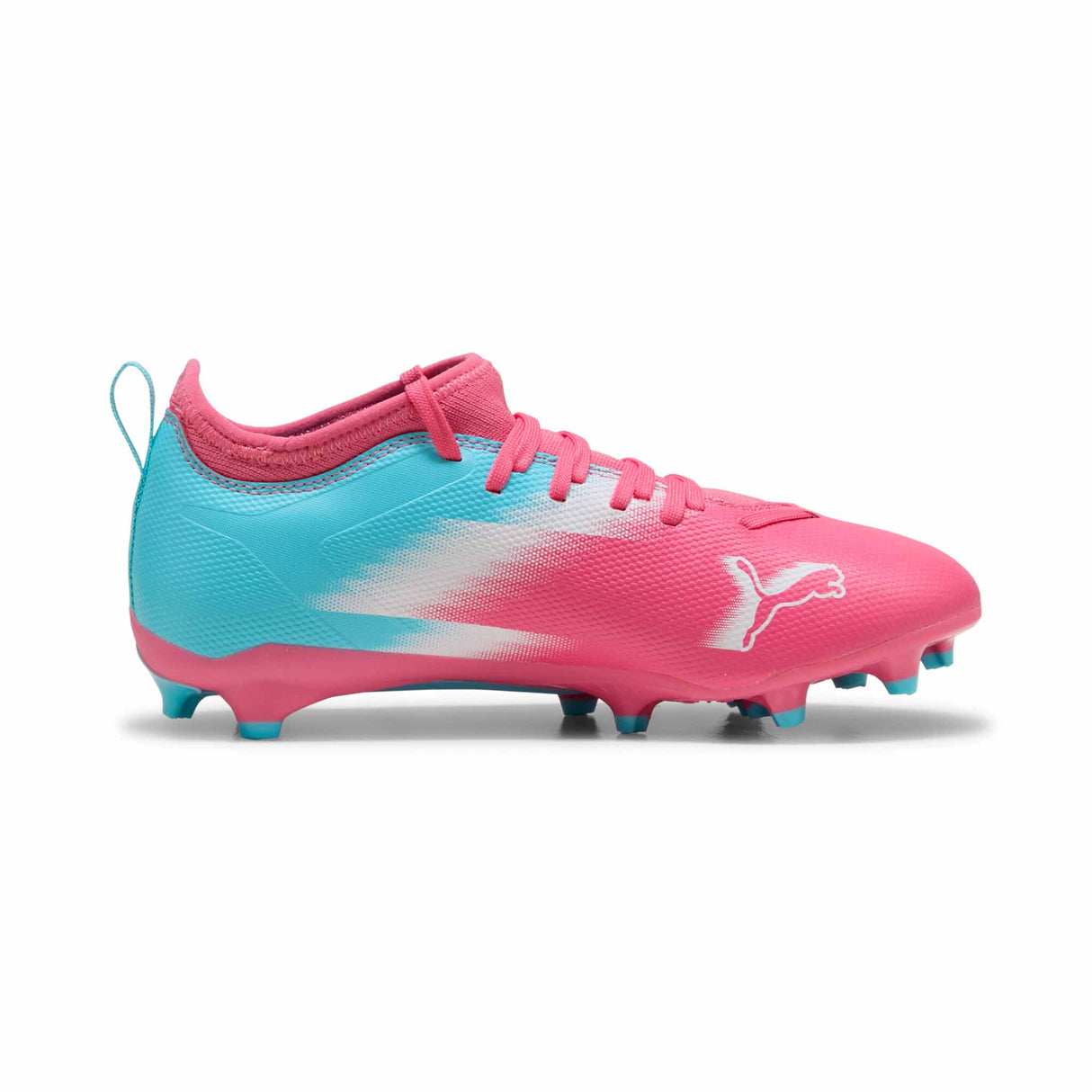 Puma Ultra 6 Match Re-Charge FG/AG crampons pour enfant - Hero Blue / Sunset Pink /Garnet Rose