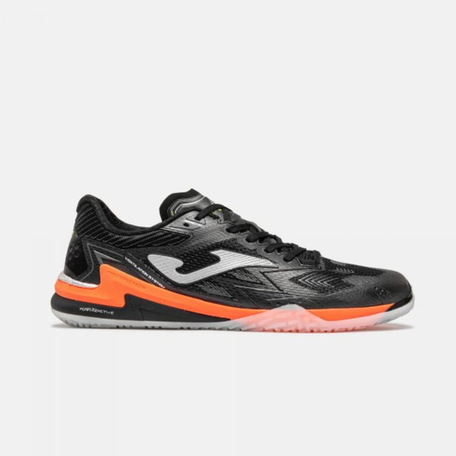 Joma Regate Carbon chaussure de futsal intérieur noir et orange pour homme / Joma Regate Carbon indoor futsal shoe black and orange for men