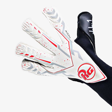 RG Goalkeeper Gloves Aion gants de gardien de but de soccer details- Blanc / Gris / Rouge