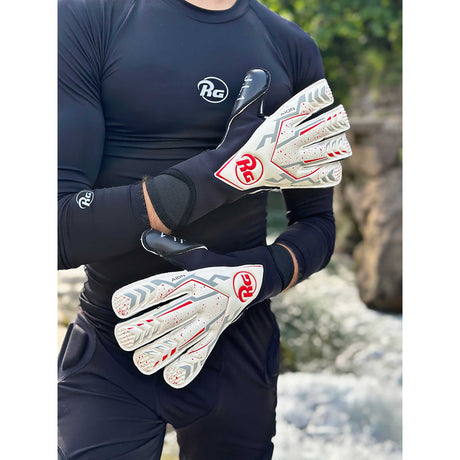 RG Goalkeeper Gloves Aion gants de gardien de but de soccer - Blanc / Gris / Rouge