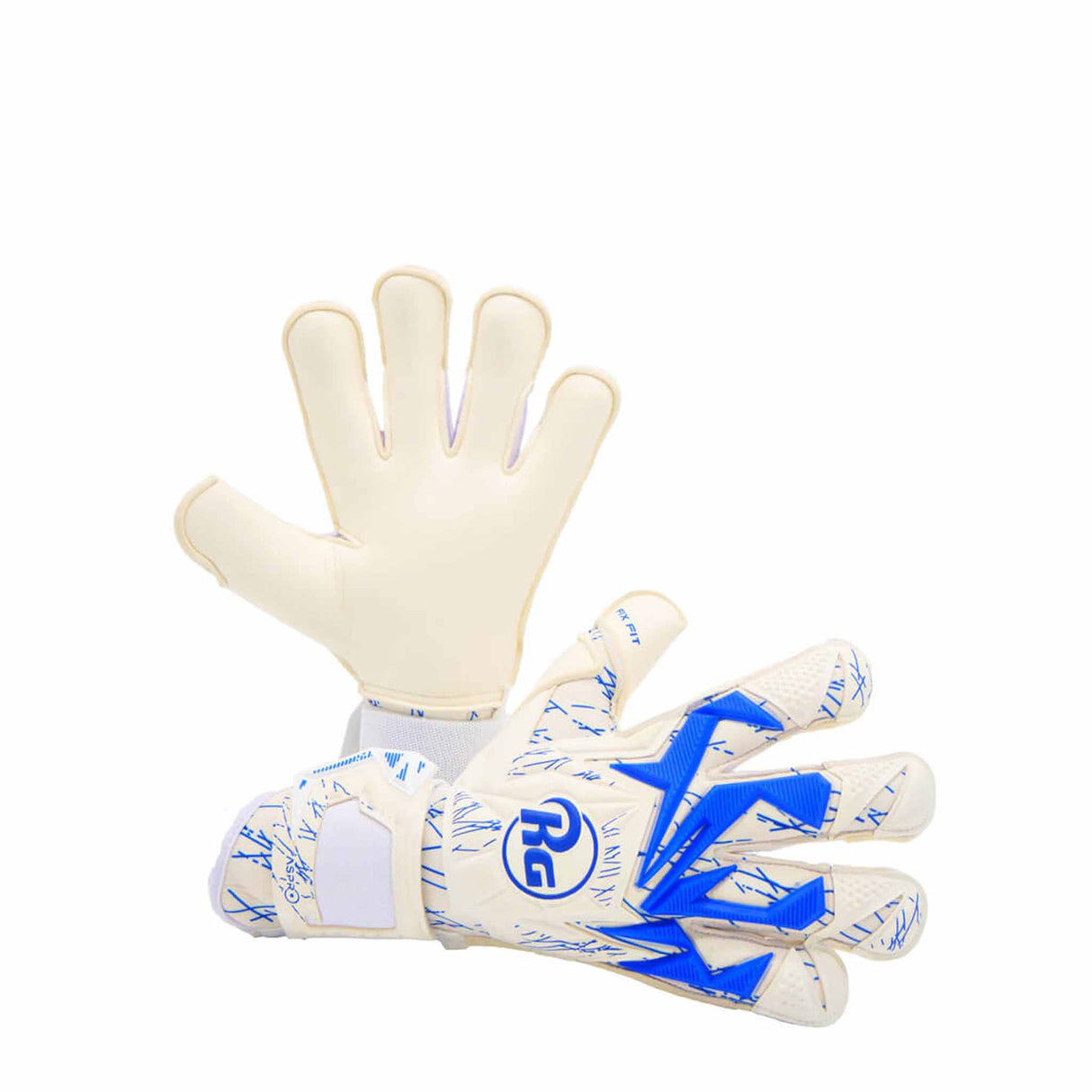 RG Goalkeeper Gloves Aspro gants de gardien de but de soccer - Blanc / Bleu