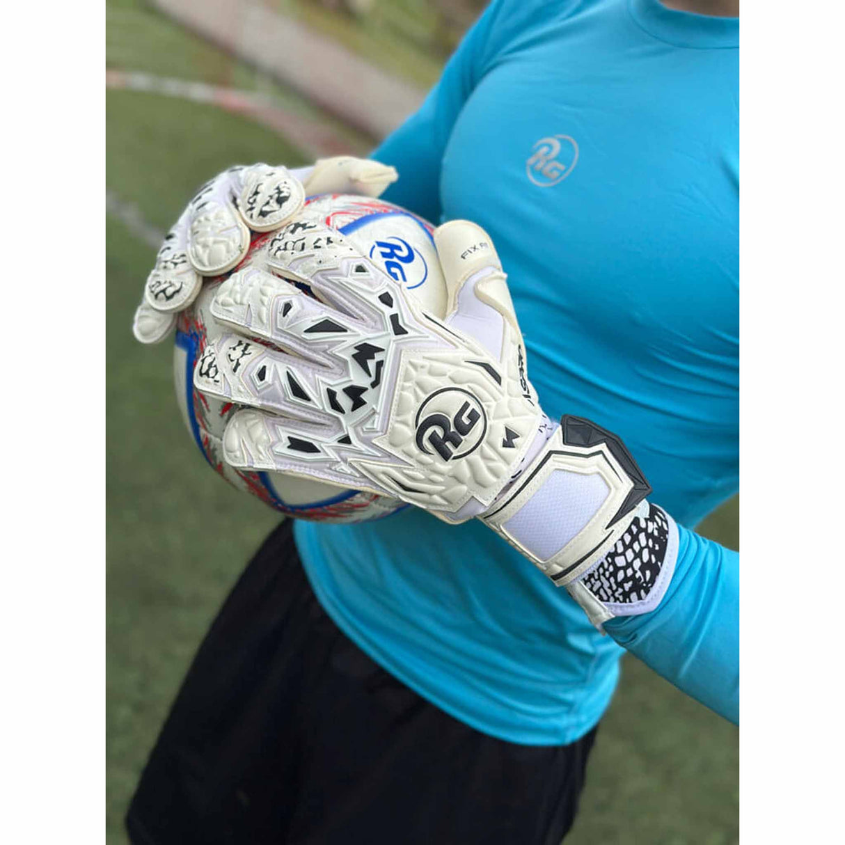 RG Goalkeeper Gloves Aspro gants de gardien de but de soccer - Blanc / Noir