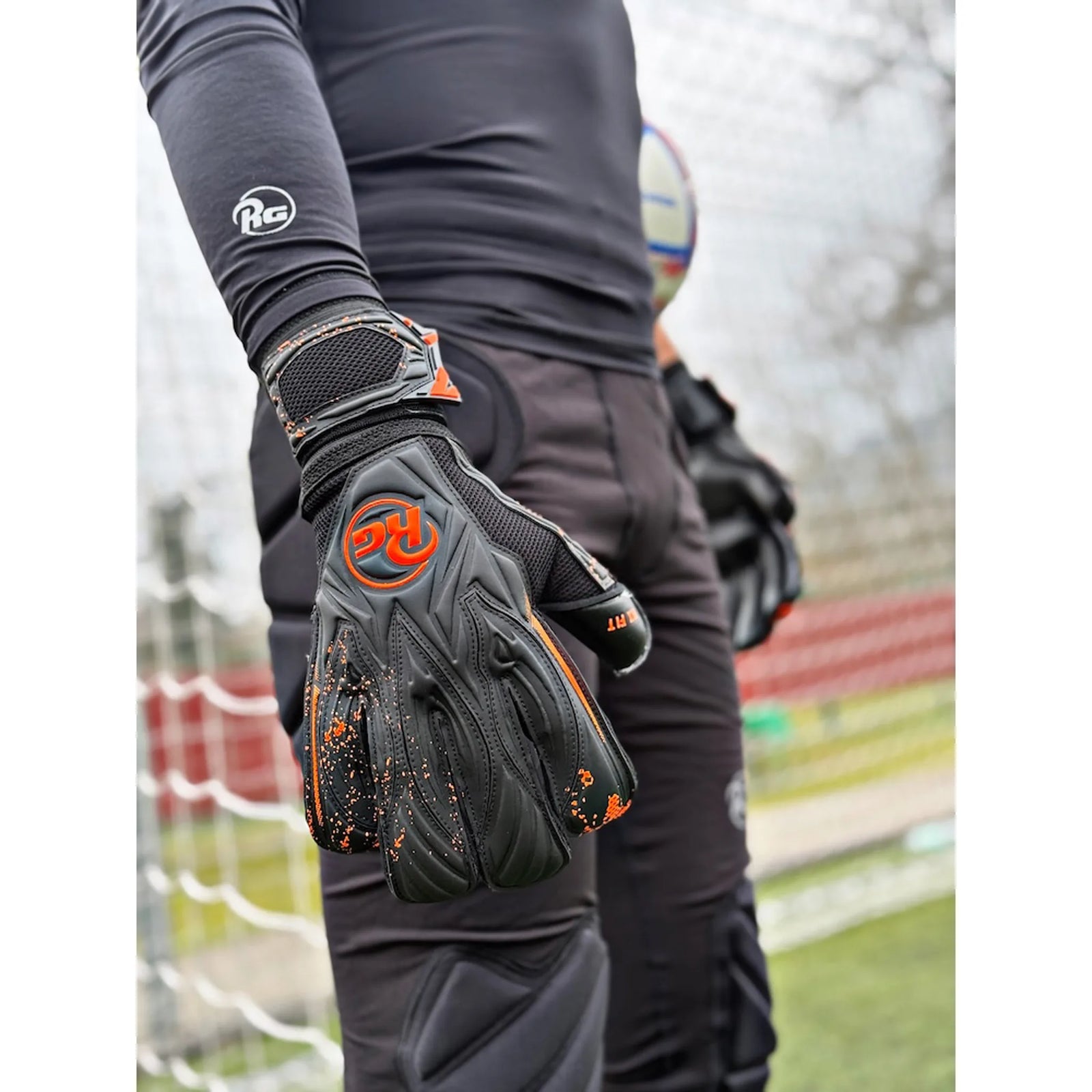 RG Goalkeeper Gloves Aspro Blackout 26-27 - Black / Orange