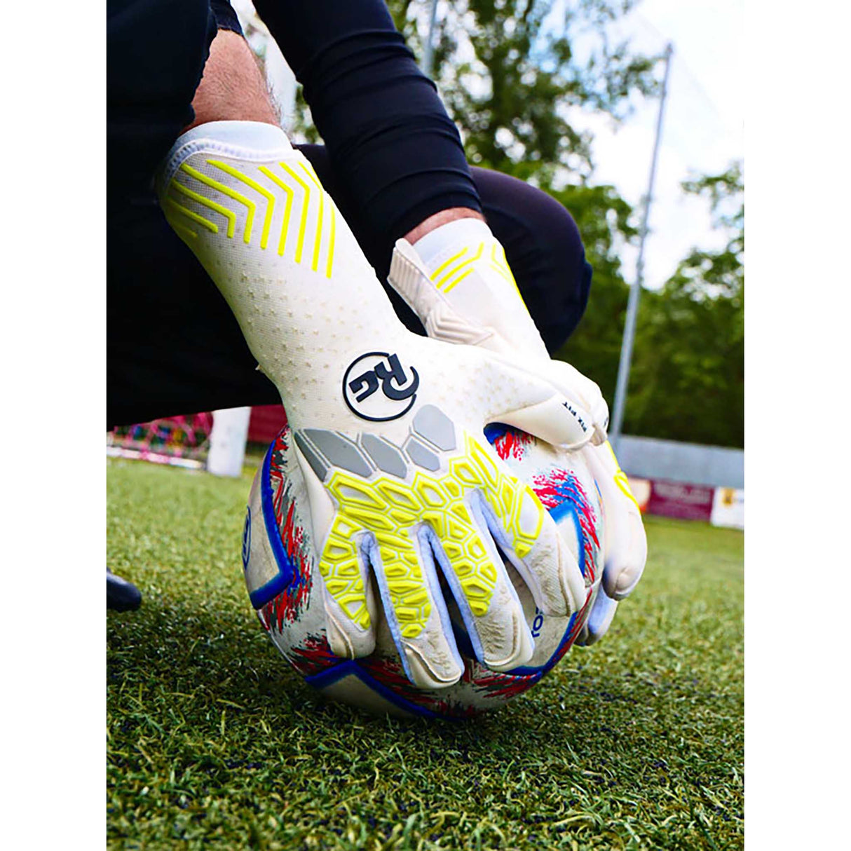 RG Goalkeeper Gloves Aversa gants de gardien de but live - Blanc / Gris / Jaune