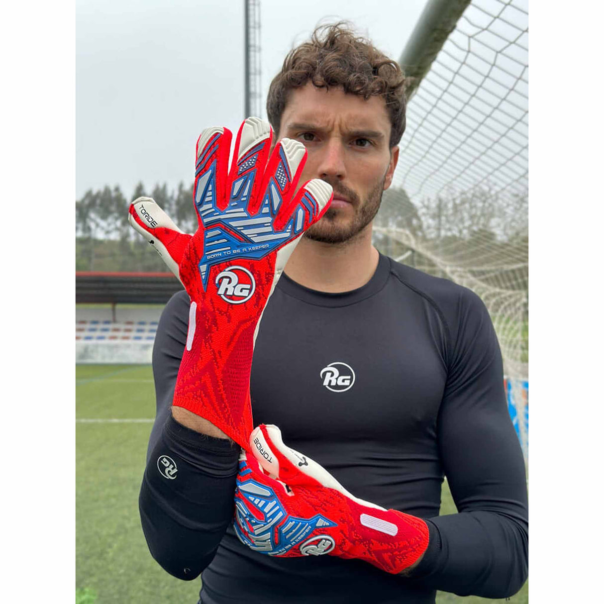 RG Goalkeeper Gloves Toride Gants de gardien de but de soccer - Rouge / Bleu